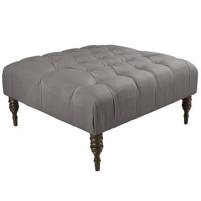 Birch Lane Kalvin 36x22 Tufted Square Cocktail Ottoman Fabric: Gray