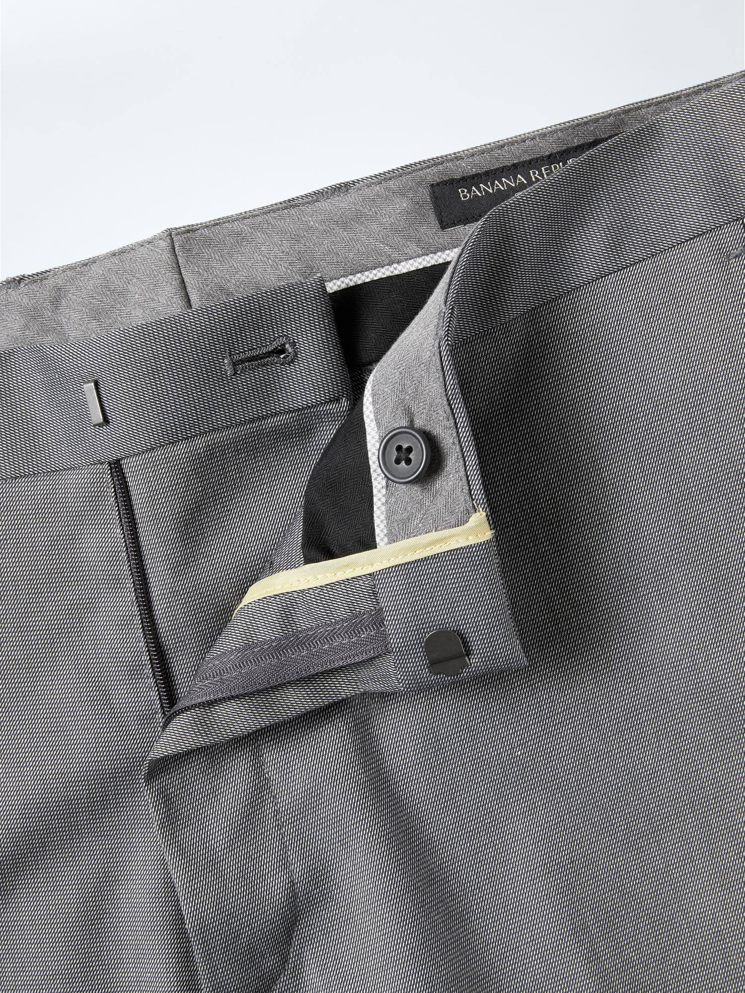 Banana Republic Men's Slim Non-Iron Stretch Cotton Solid Pant Gray Size 36W 32L
