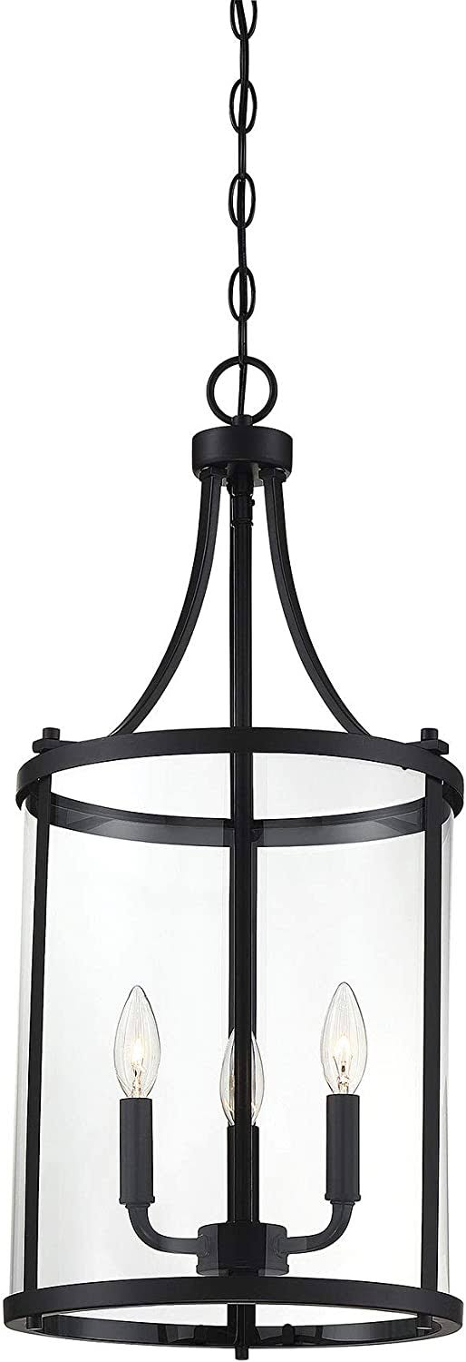 3 - Light Lantern Cylinder Pendant Satin Nickel