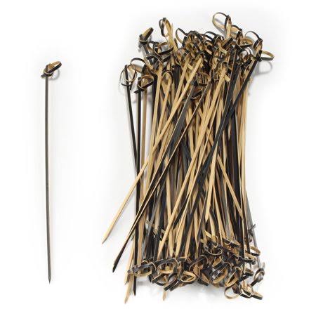 BambooMN 7.1 inch Bamboo Black Knotted Knot Skewers Picks for Cocktails and Hors' D'oeuvres Party Supplies, 1000 Pieces, Size: 7