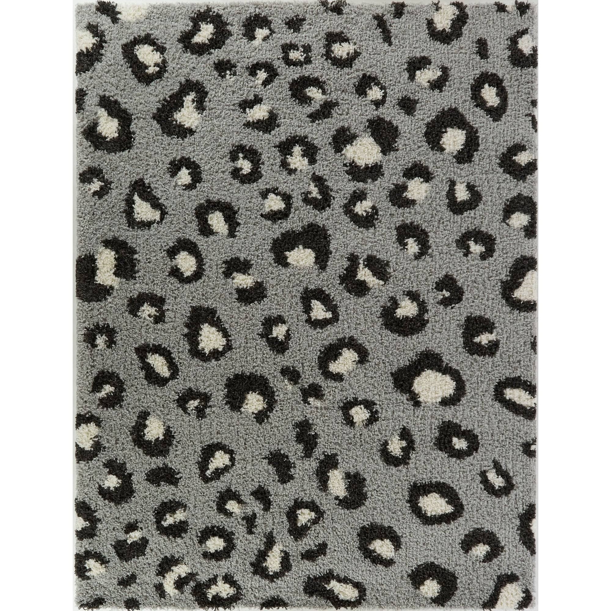 BALTA Asaro Cream 5 ft. x 7 ft. Leopard Print Shag Area Rug, Ivory