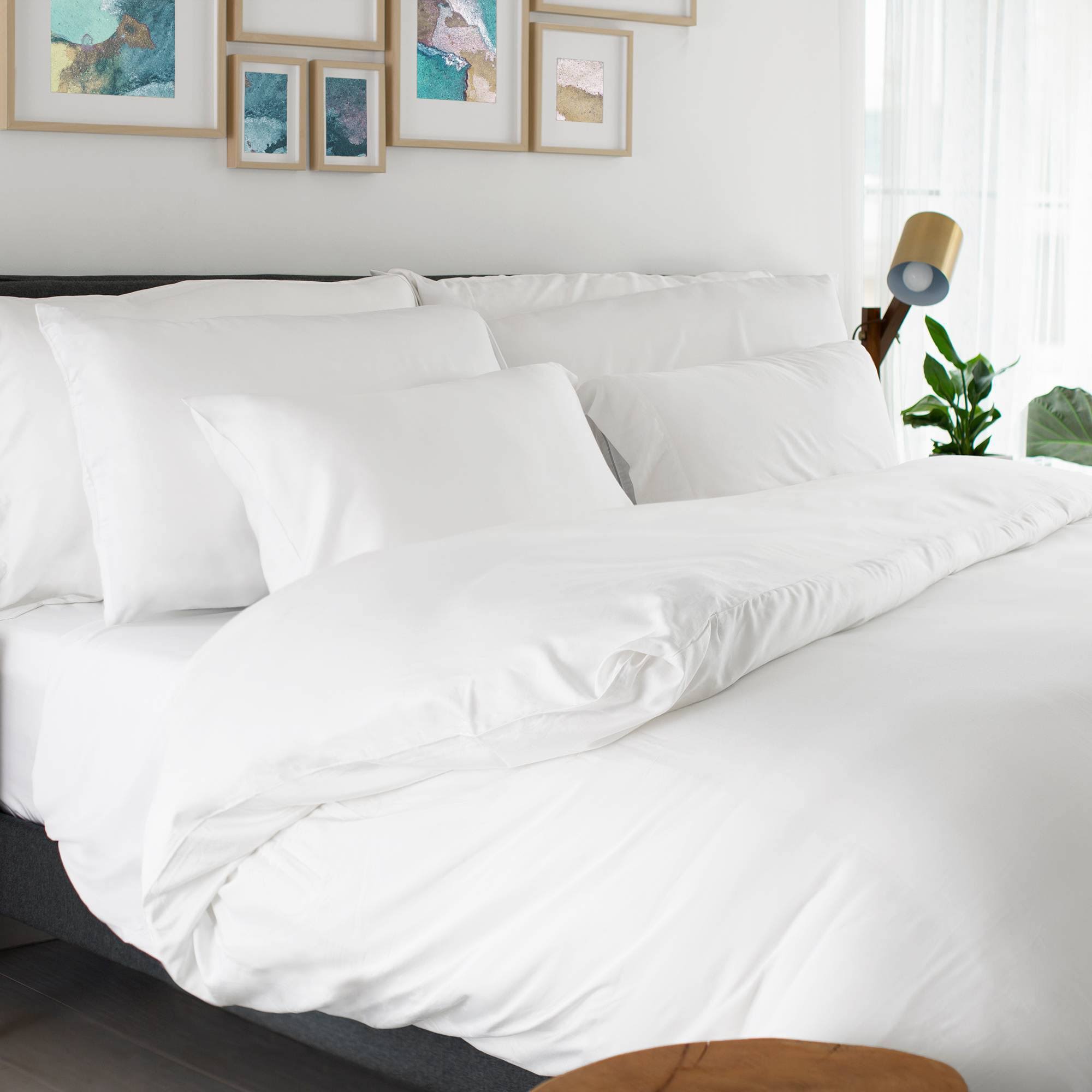 Bamboo Sateen Duvet Cover - White-King