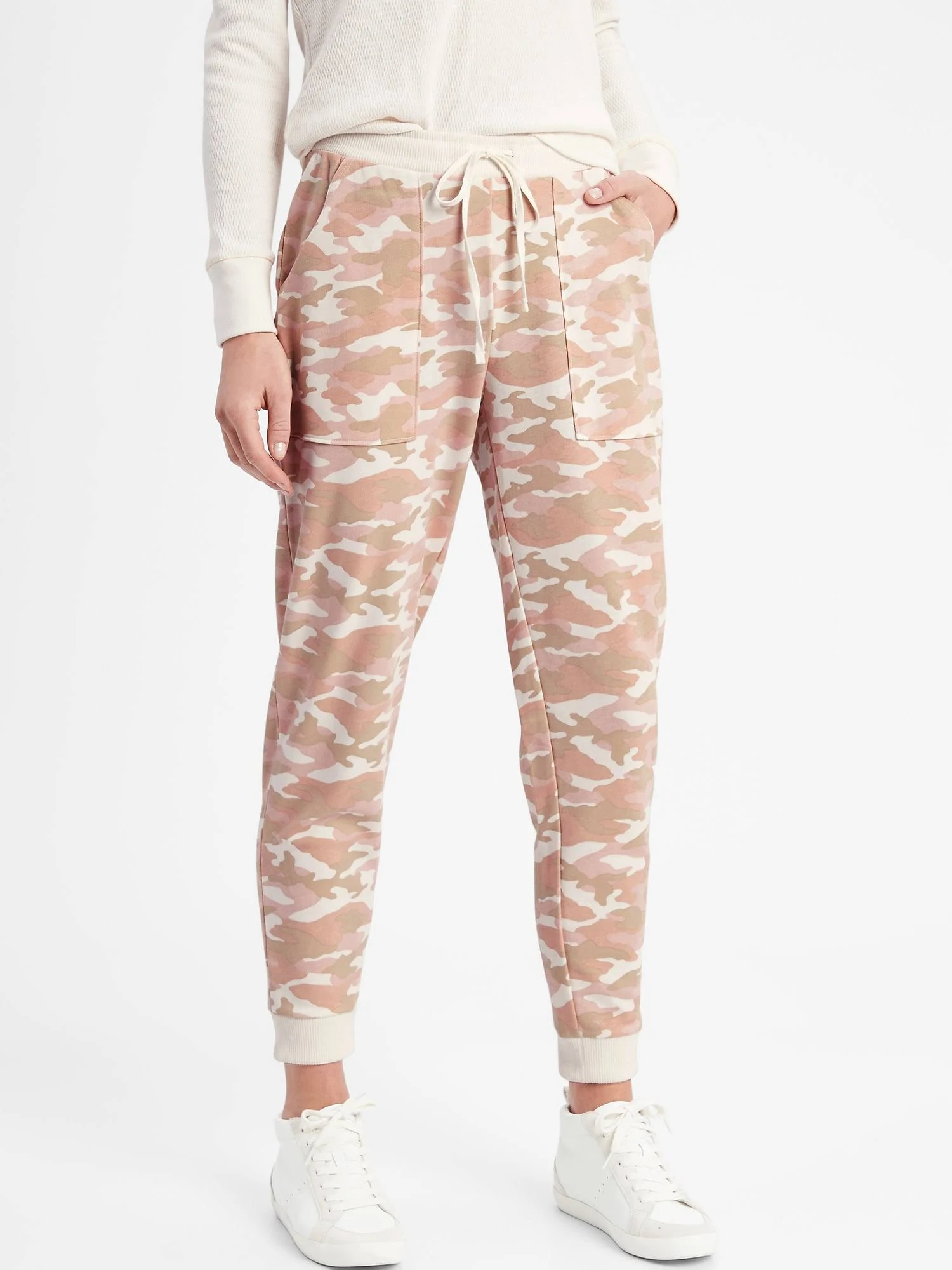 Women's Knit Terry Jogger Pant Pink/Cream