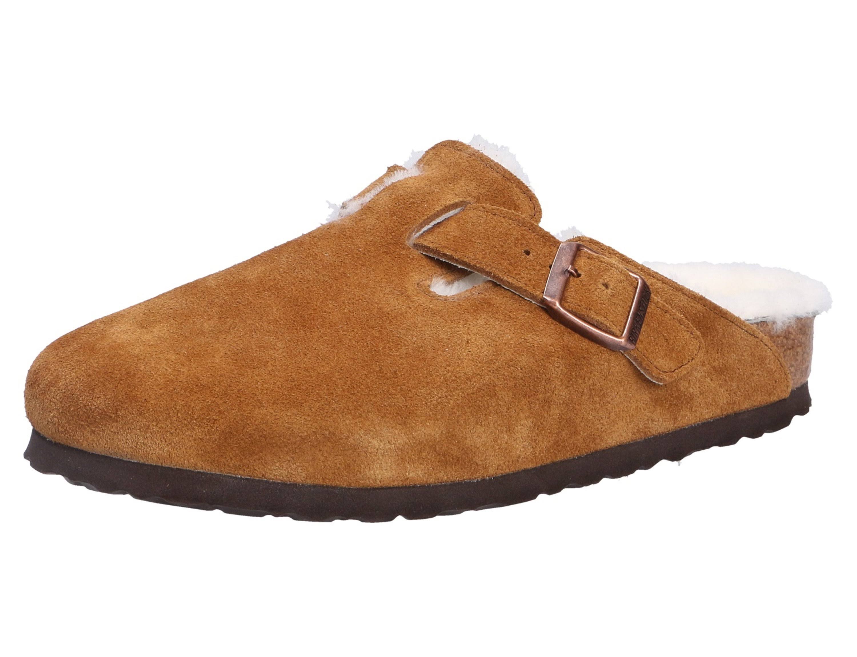 Birkenstock Boston Suede Leather Mink Shearling Clogs