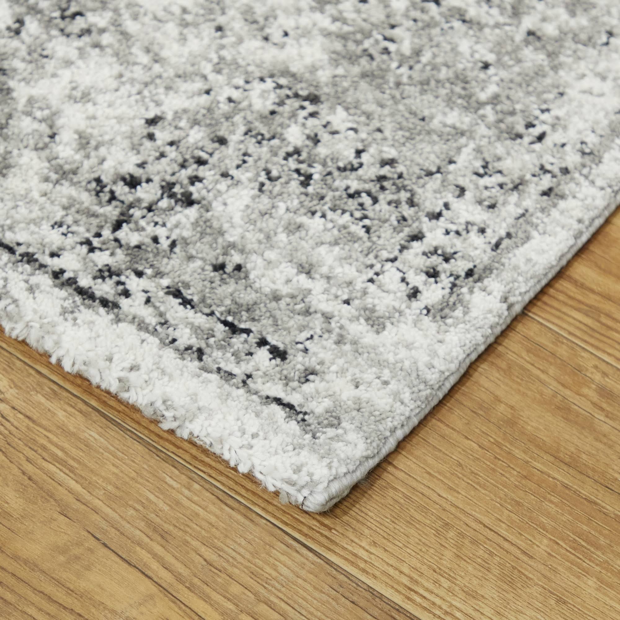 Casteau Distressed Oriental Area Rug - 2' x 7' Runner - Medium Grey