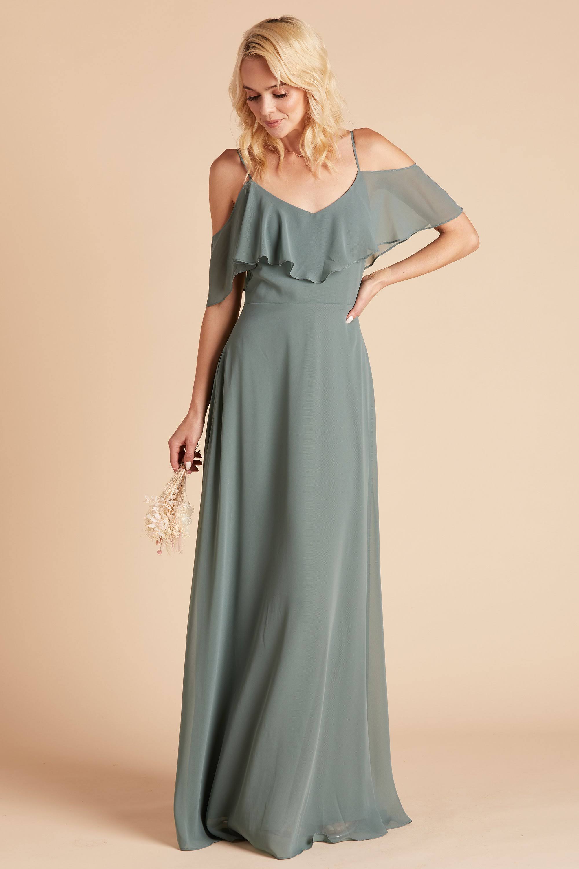 Birdy Grey Jane Convertible Chiffon Bridesmaid Dress in Sea Glass S / Sea Glass / No Slit