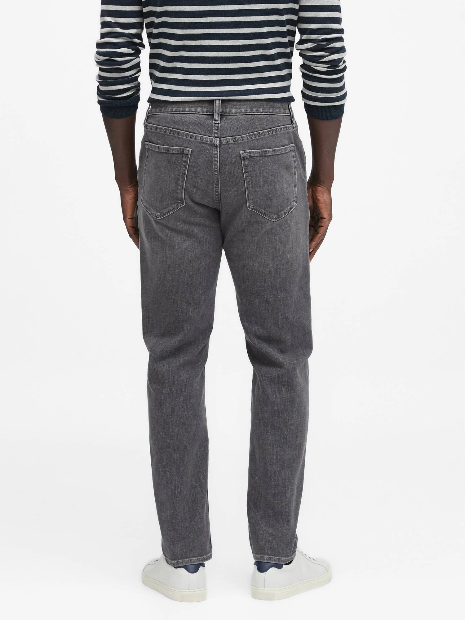 Banana Republic Men's Athletic Tapered Rapid Movement Denim Jean with Coolmax Technology Slate Gray Wash Size 30W 30L