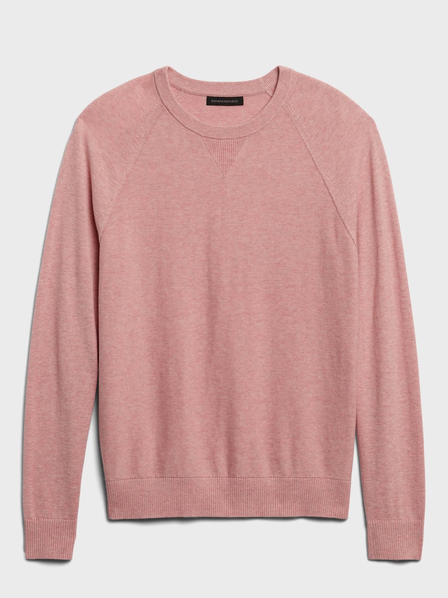Banana Republic Men's Organic Cotton Raglan Sweater Dusty Pink Tall Size XXL
