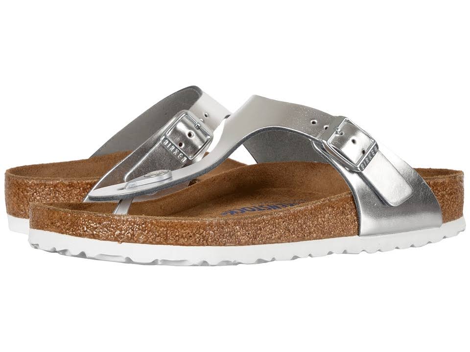 Birkenstock Gizeh Metallic Leather Sandal - Silver