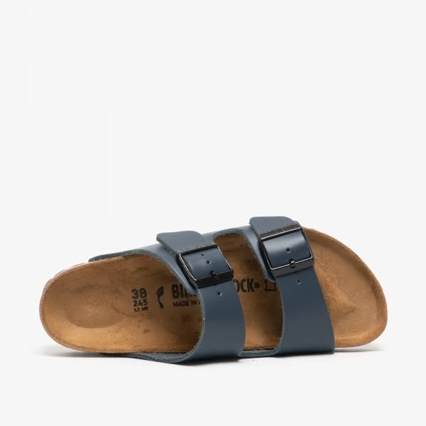 Birkenstock Arizona Natural Leather Blue Two-Strap Sandals