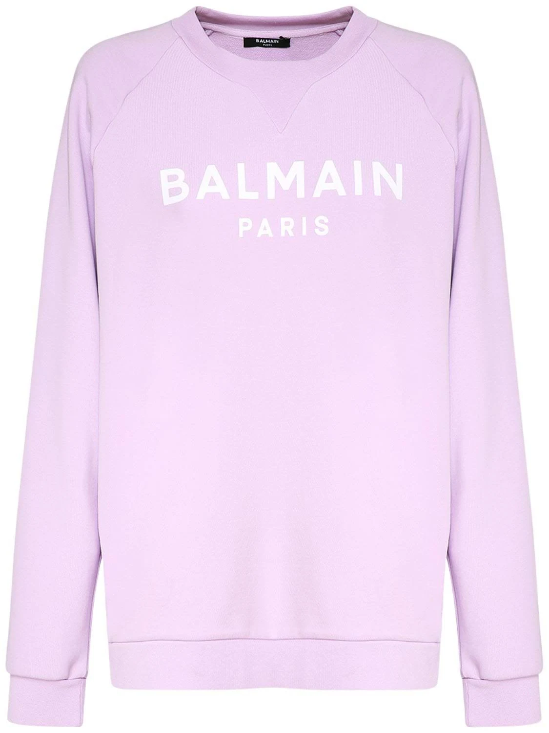 Balmain | Women Flocked Logo Cotton Sweatshirt Lilac/white Xxs