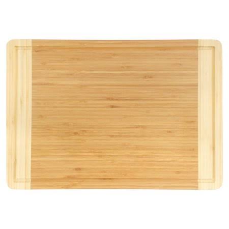 BambooMN Heavy Duty Premium Bamboo Two-Toned Cutting Board - 17.25 inch x 11.75 inch x 0.75 inch - Grooved/Flat - 10 Piece, Brow
