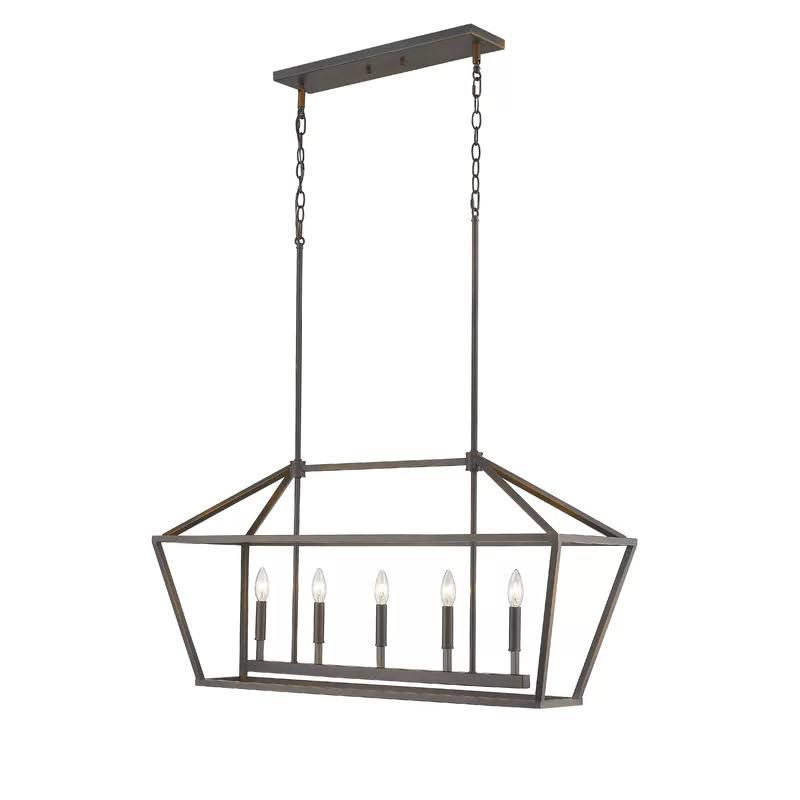 Laurel Foundry Modern Farmhouse Freemont 5-Light Kitchen Island Pendant, Rubbed Bronze