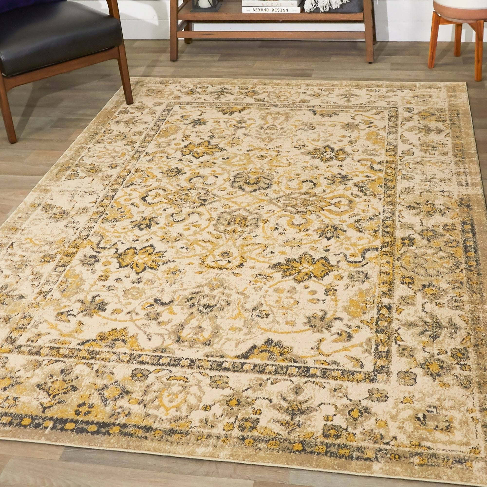 BALTA Celega Cream 5 ft. x 7 ft. Vintage Persian Area Rug, Ivory