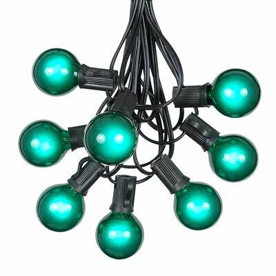 G40 Patio 25 ft. 25-Light Globe String Lights The Party Aisle Bulb Color: Green, Cord Color: Black
