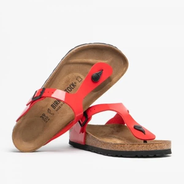 Birkenstock Gizeh Birko-Flor Patent Cherry Thong Sandals