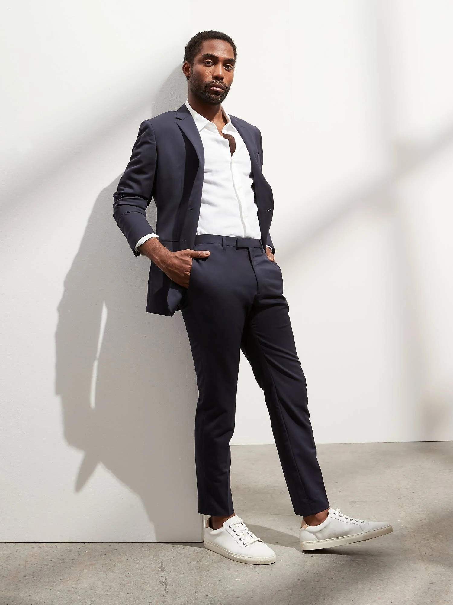 Banana Republic Men's Slim Solid Italian Wool Suit Pant Navy Size 33W 30L