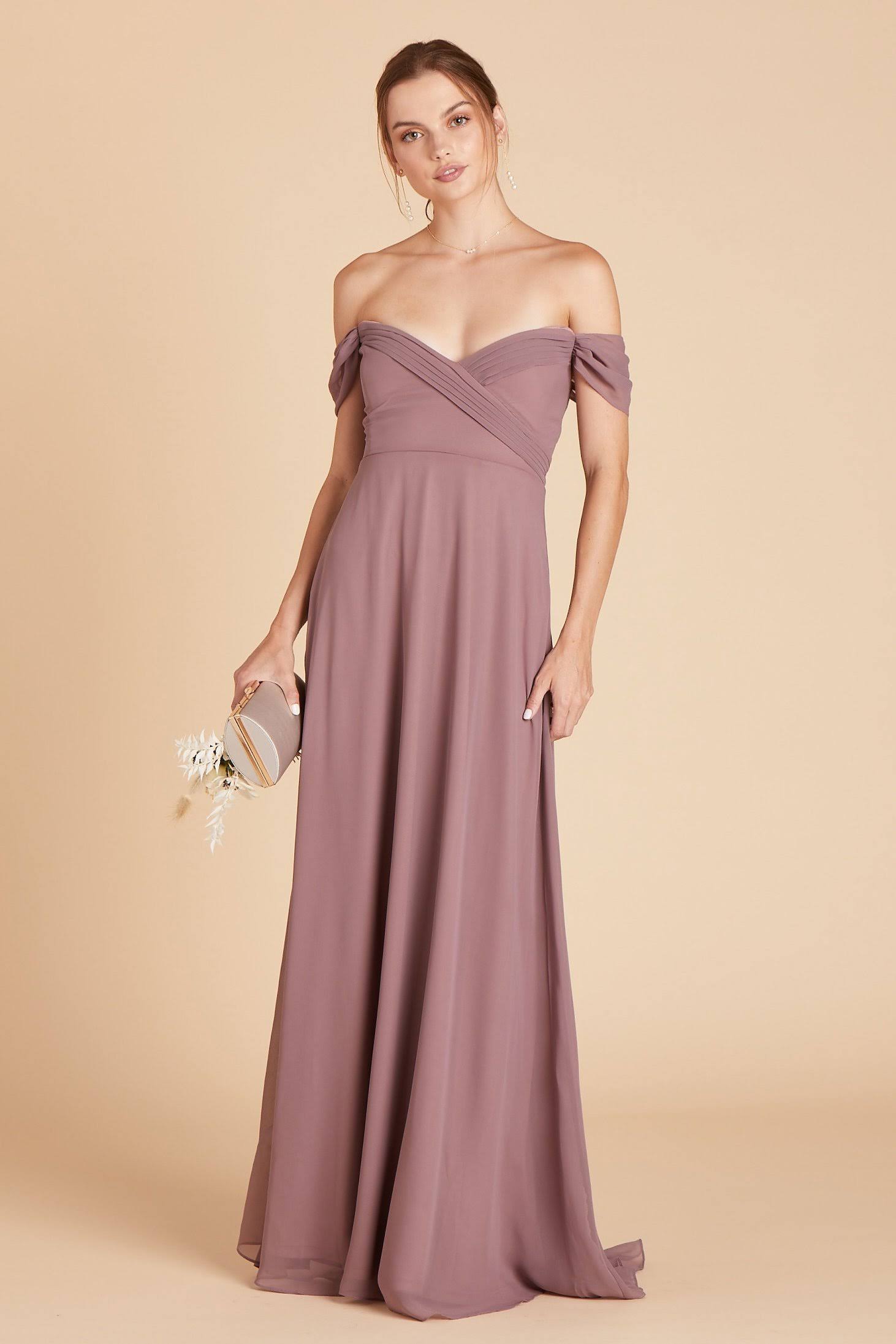 Birdy Grey Spence Convertible Chiffon Bridesmaid Dress in Dark Mauve S / Dark Mauve / No Slit