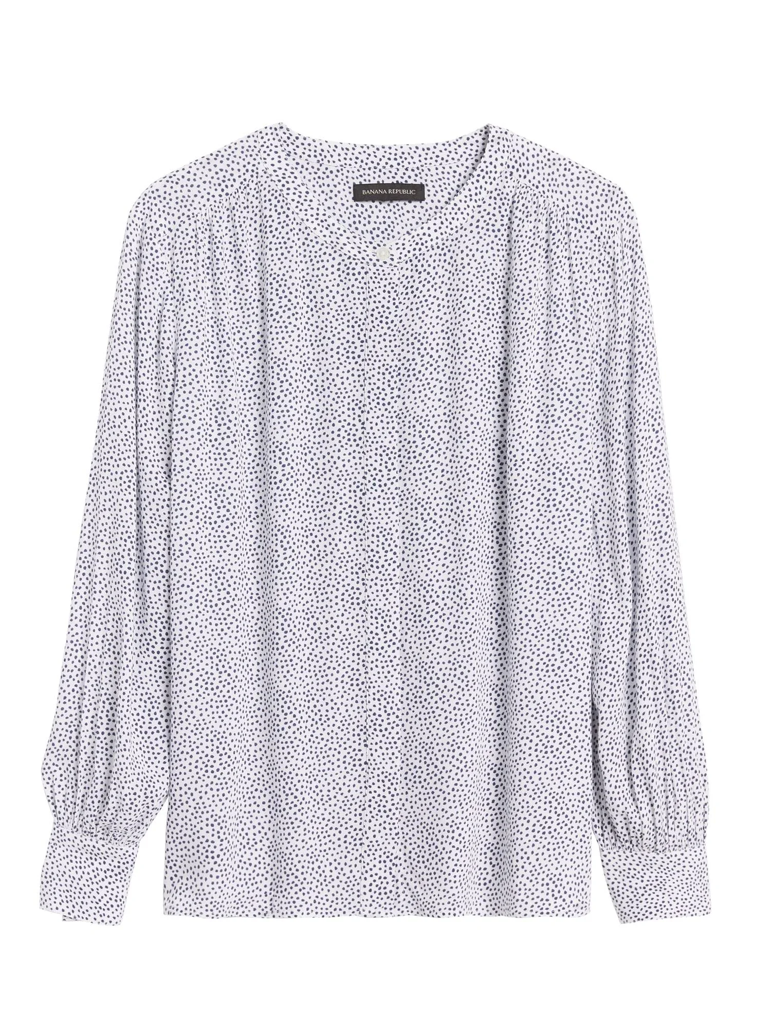 Banana Republic Women's Ecovero Balloon-Sleeve Blouse White Dot Size Xs