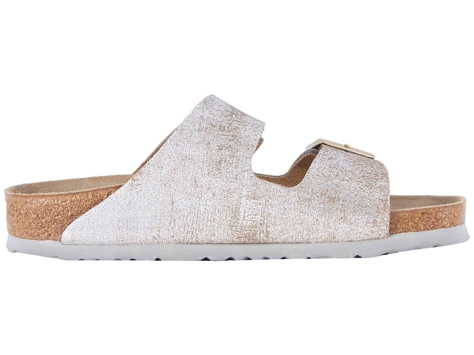 Birkenstock Women's Arizona (41 Narrow Washed Metallic Blue)