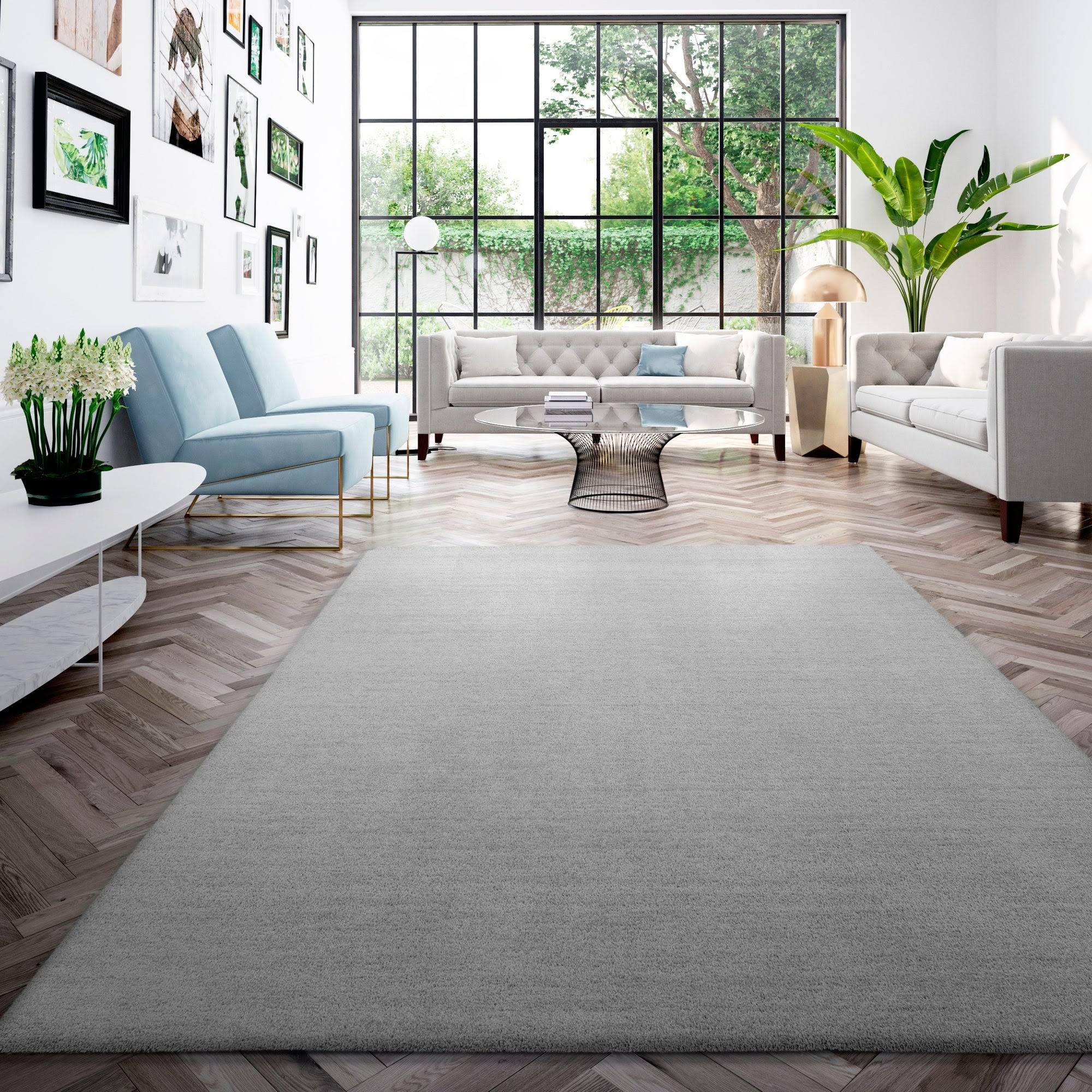 Elsie Solid Color Area Rug - 4&7x22 x 6&7x22 - Grey