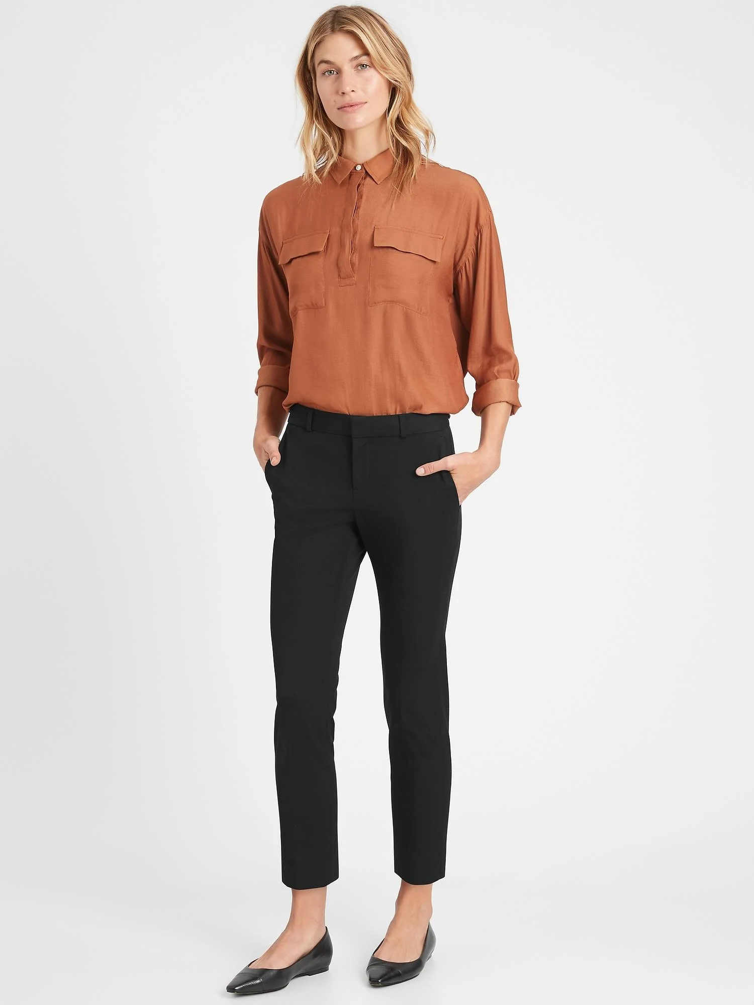 Banana Republic Women's Avery Straight-Fit Washable Bi-Stretch Pant Black Size 0 Regular