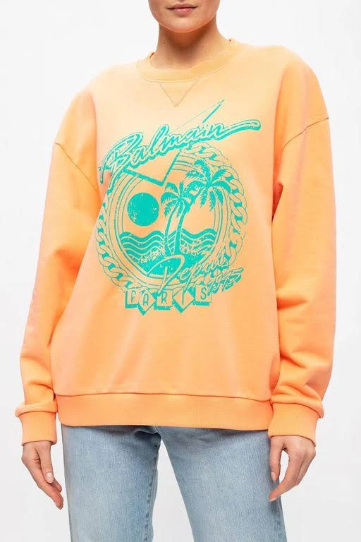 Balmain Printed Sweatshirt Orange - Orange - Sweatshirts