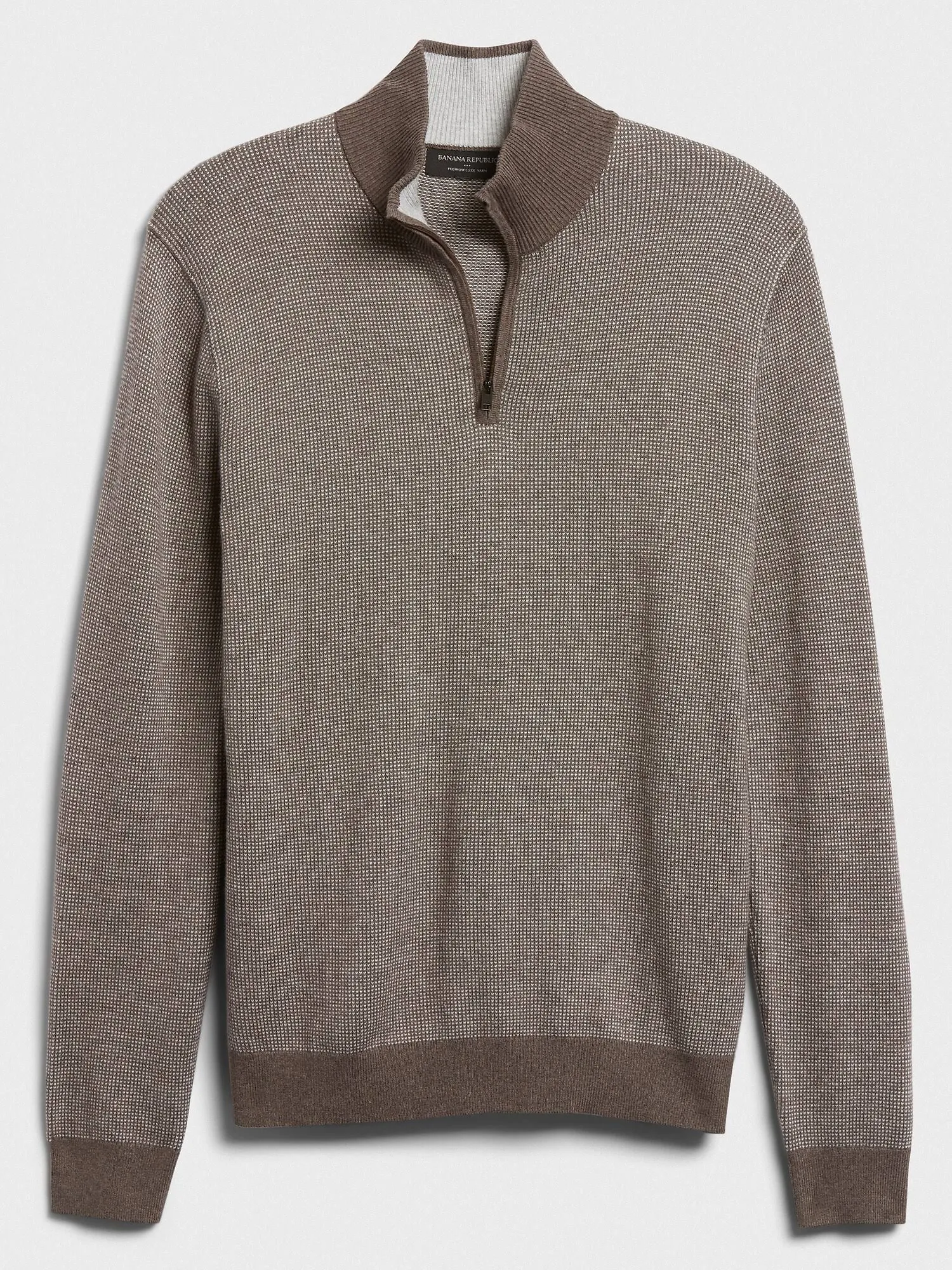 Men's Premium Luxe 1/4 Zip-Neck Sweater Mushroom