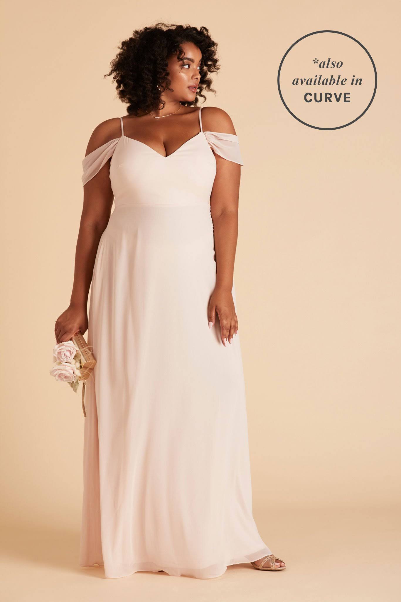 Birdy Grey Devin Convertible Chiffon Bridesmaid Dress in Pale Blush XL / Pale Blush / No Slit