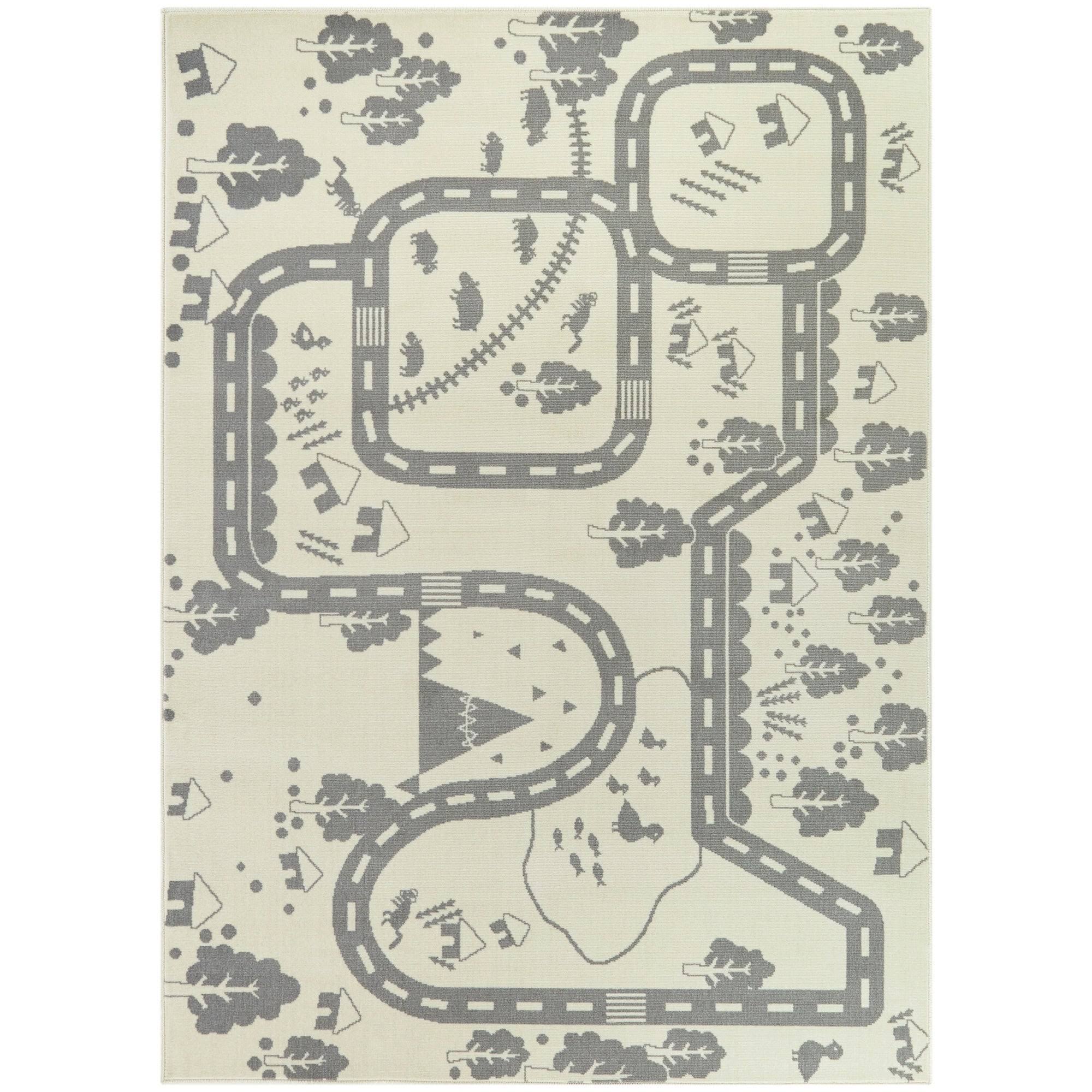 BALTA Rural Roadway Blue 5 ft. x 7 ft. Kids Area Rug