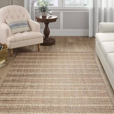 Birch Lane Heritage Caroline Handwoven Flatweave Jute/Sisal Cream/Navy Blue/Dark Gray Striped Area Rug Rug Size: Rectangle 9& x