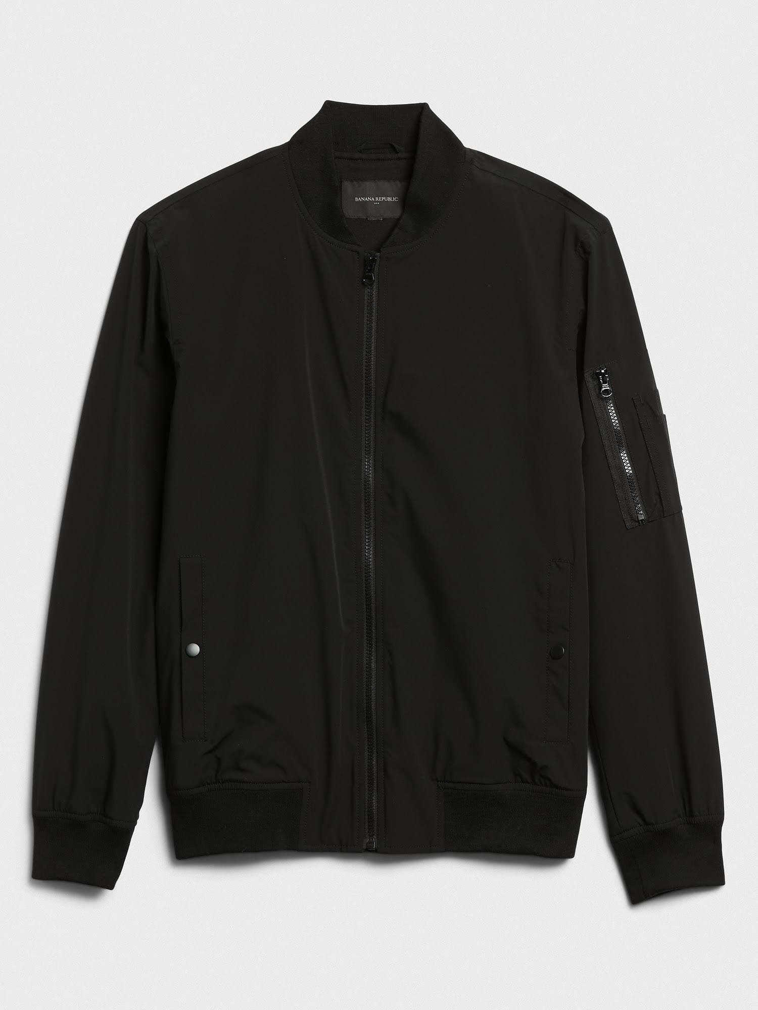 Men's Water-Resistant Tech Motion Bomber Jacket Black