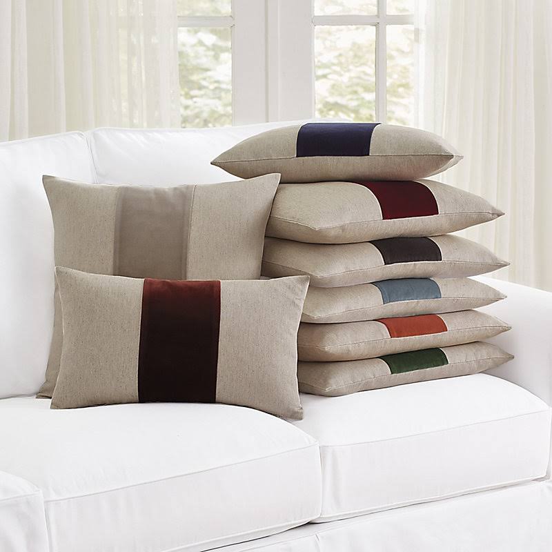 Velvet Colorblock Linen Pillow Terra Cotta 20x22 x 20x22 - Ballard Designs