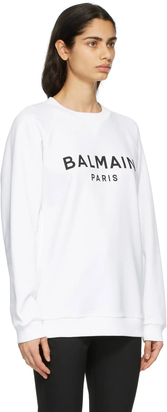 Balmain White & Black Logo Sweatshirt