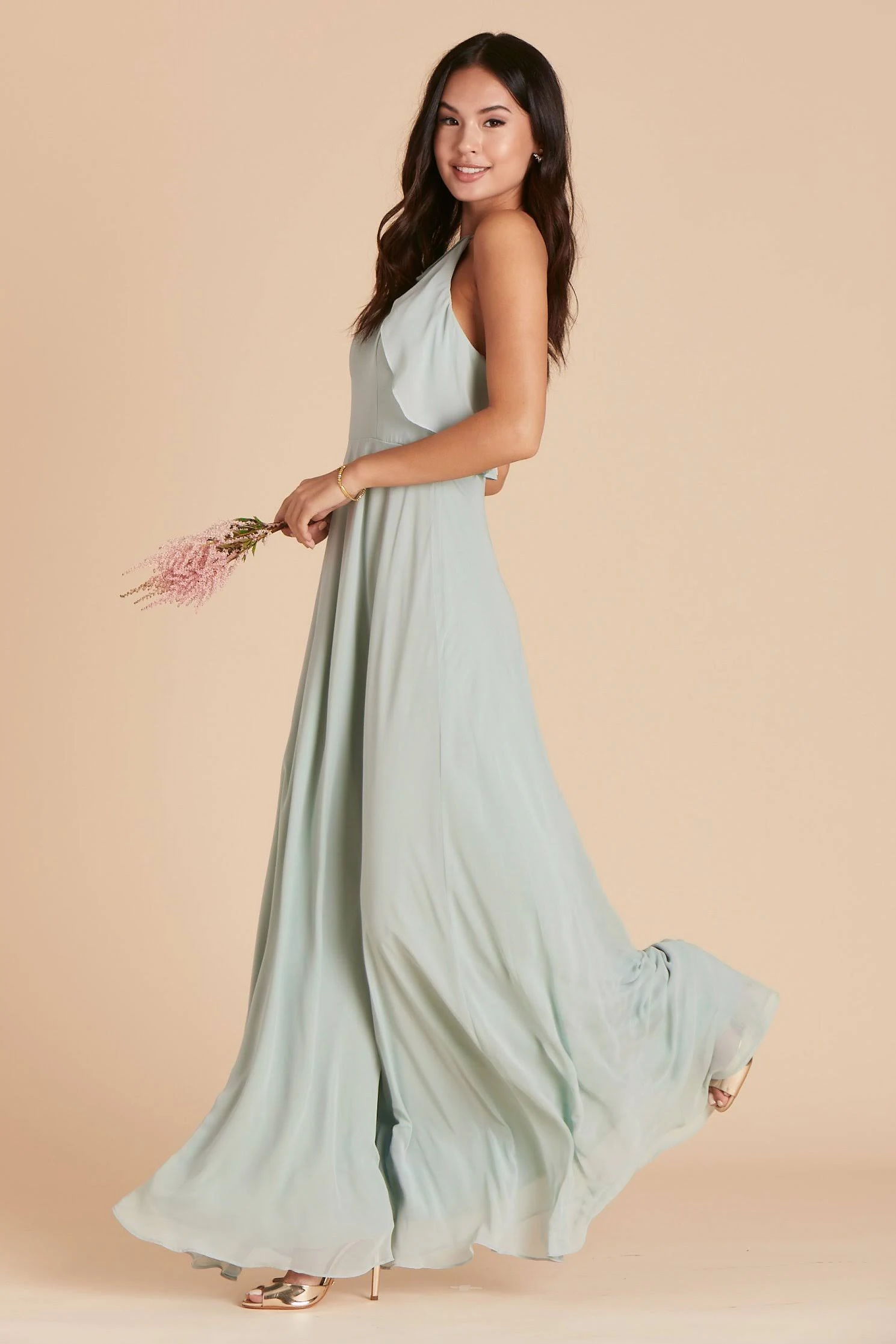 Birdy Grey Jules Chiffon Bridesmaid Dress in Sage L / Sage