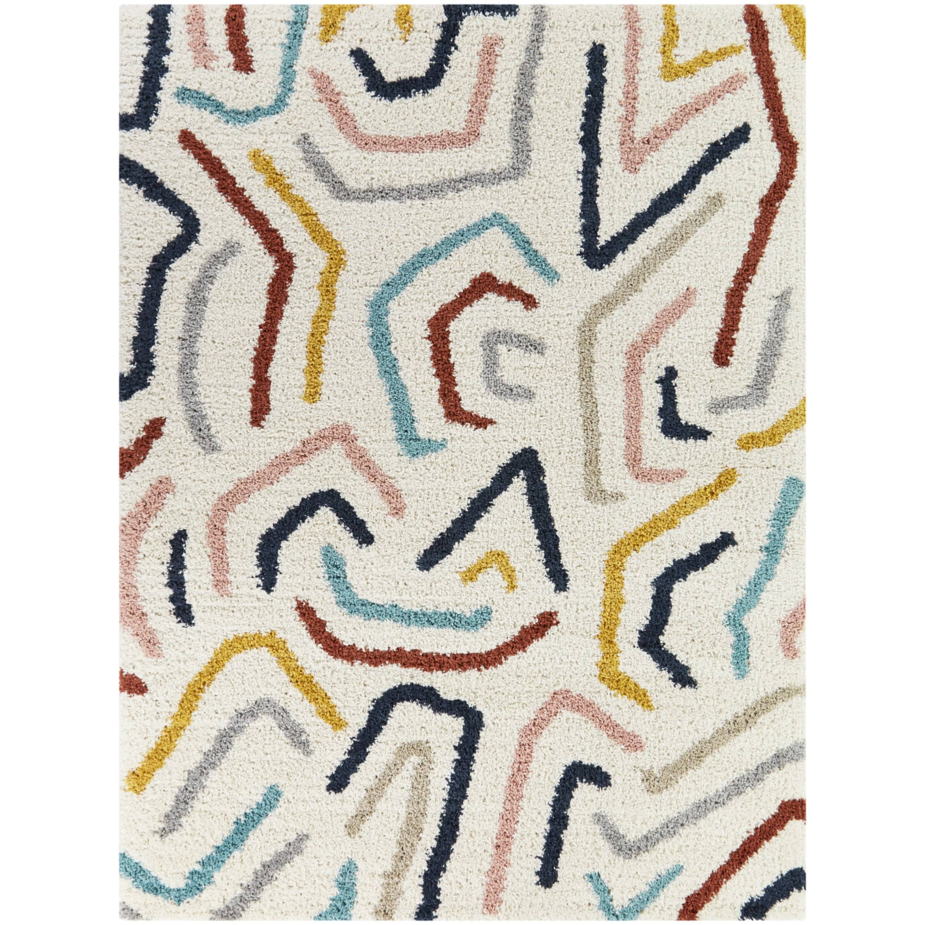 Seymour Modern Shag Area Rug - 5&3x22 x 7& - Multicolor
