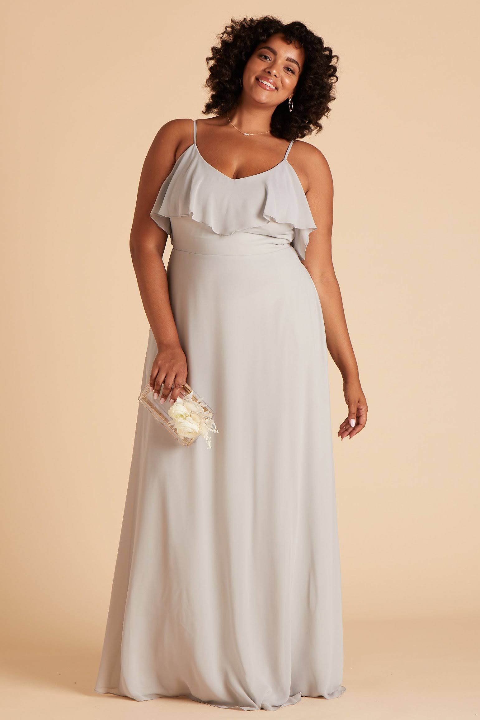 Birdy Grey Jane Plus Size Convertible Chiffon Bridesmaid Dress in Dove Gray 1x / Dove Gray