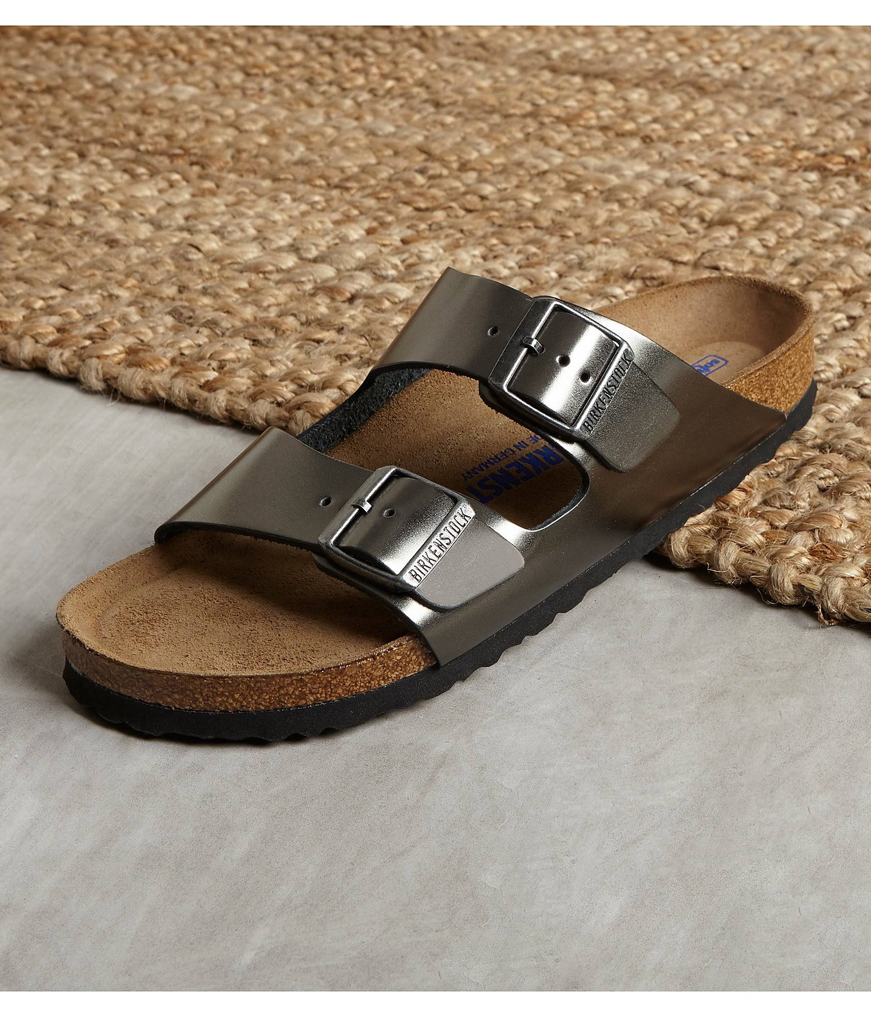 Birkenstock Arizona Soft Footbed Leather Sandal, Size 37, Metallic Leather