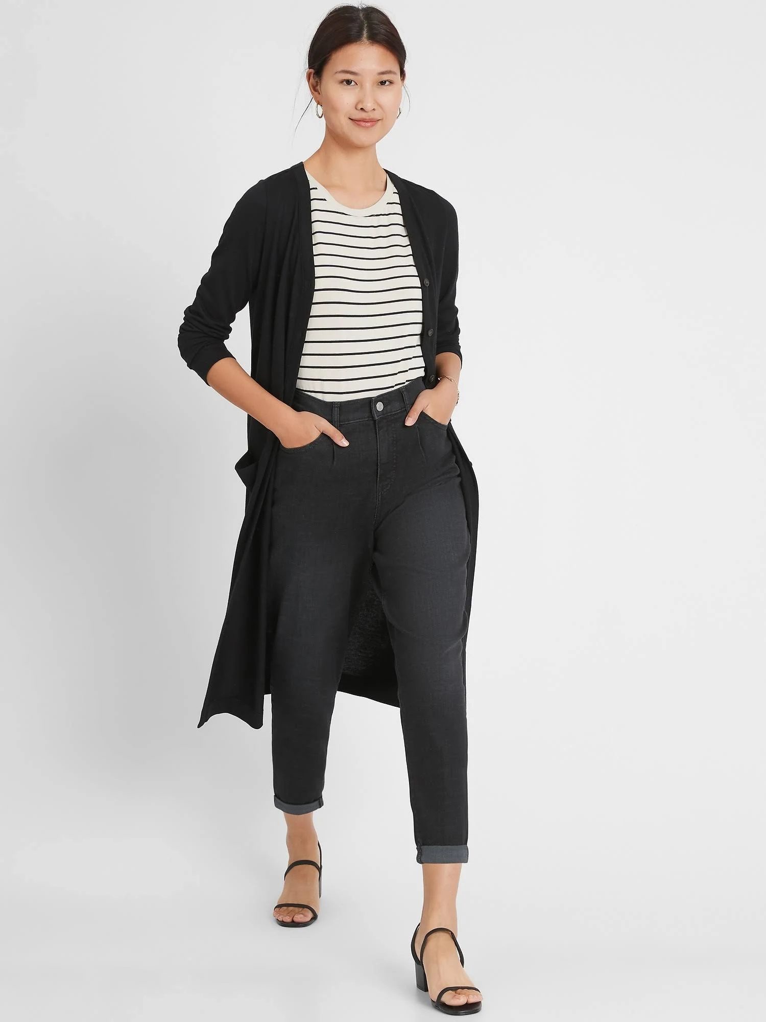 Women's Knit Button-Front Cardigan Black