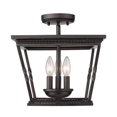 Krawczyk 3 - Light 12.62x22 Chandelier Style Geometric Semi Flush Mount