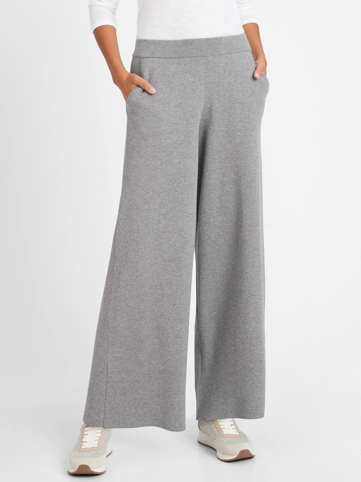 Banana Republic Women's Wide-Leg Sweater Pant Heather Gray Size XL