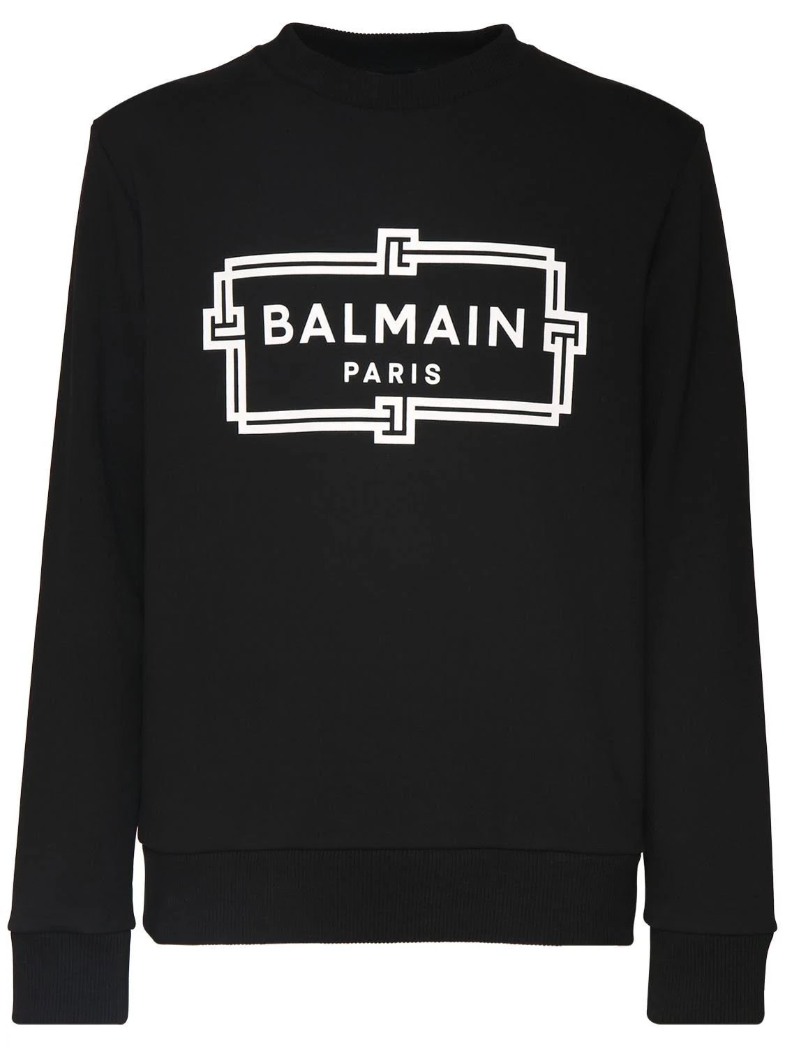 Balmain Logo Print Cotton Jersey Sweatshirt - Black - Sweatshirts
