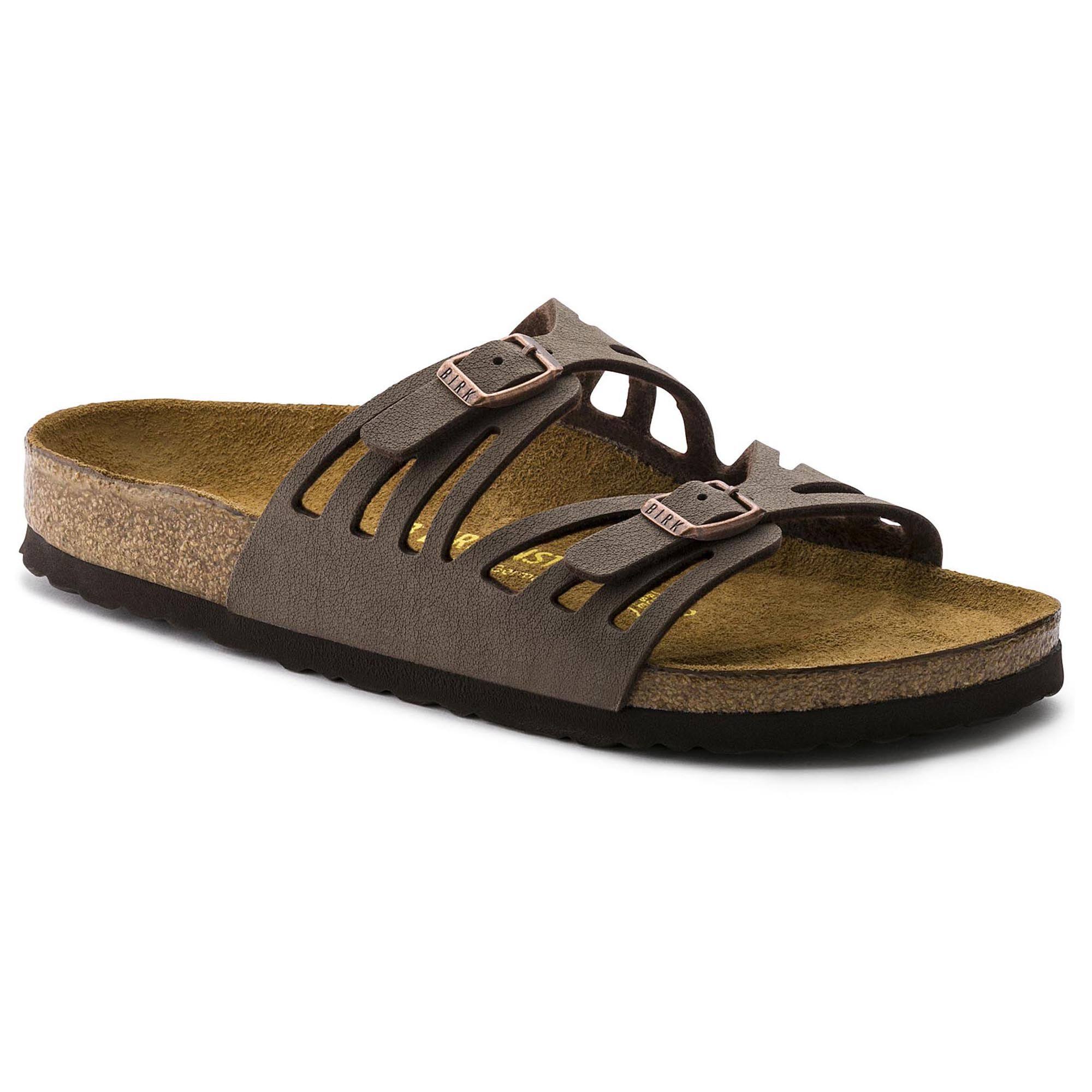 BIRKENSTOCK Granada Birko-Flor Nubuck Mocha Two-Strap Sandals