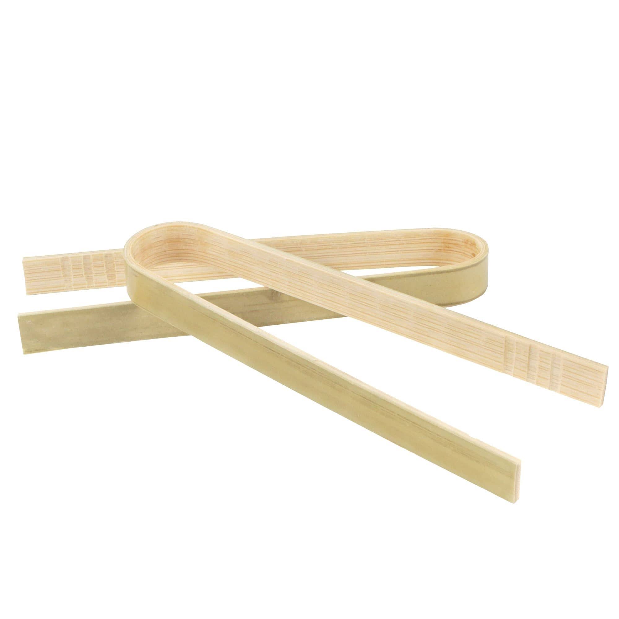 BambooMN 3.9x22 Mini Bamboo Disposable Tongs - Toast Tongs - 2,000pcs