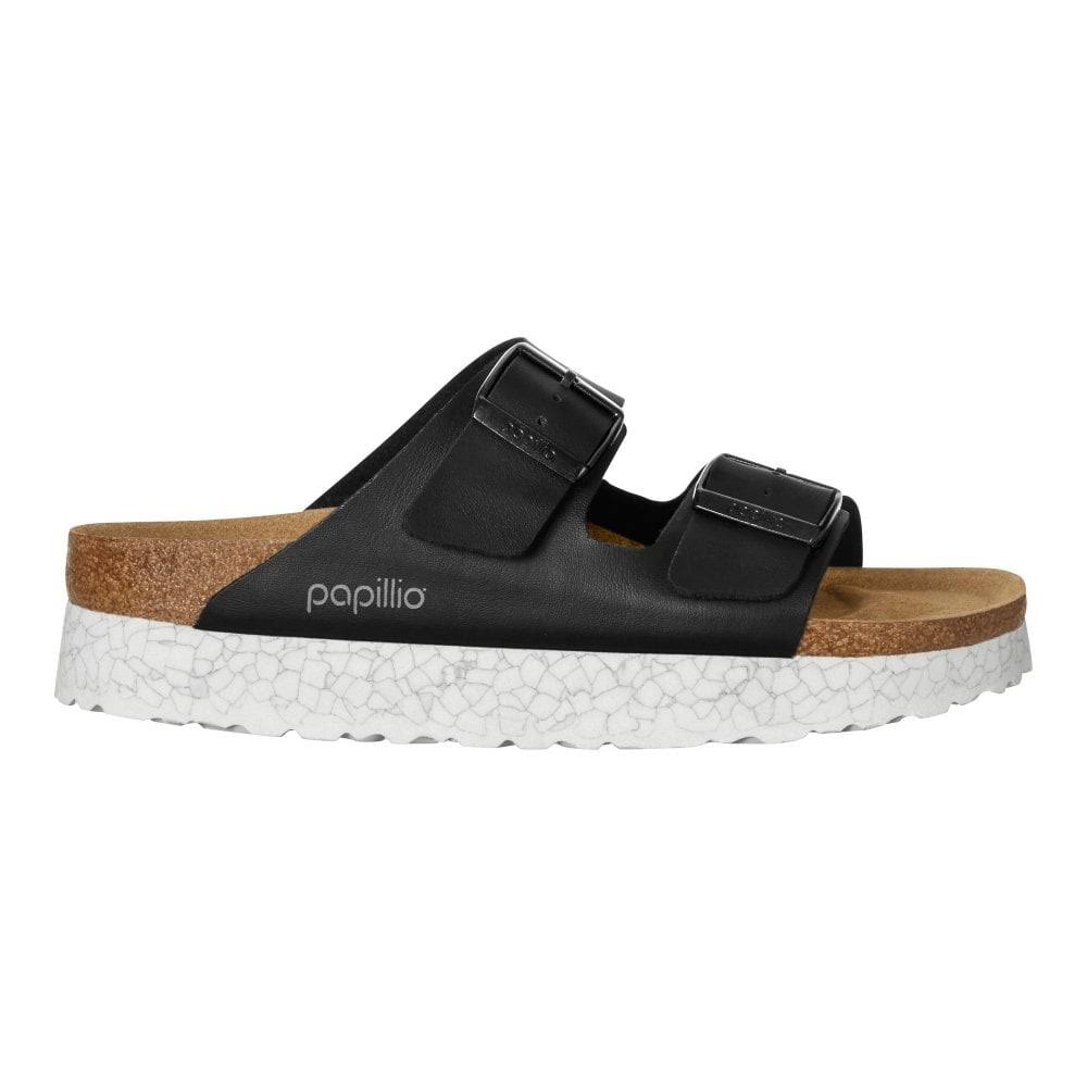BIRKENSTOCK Papillio Arizona Birko-Flor Monochrome Marble Black Platform Two-Strap Sandals