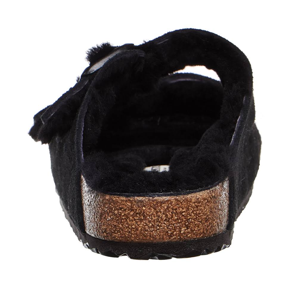 Birkenstock Arizona Shearling Double Strap Sandals - Black