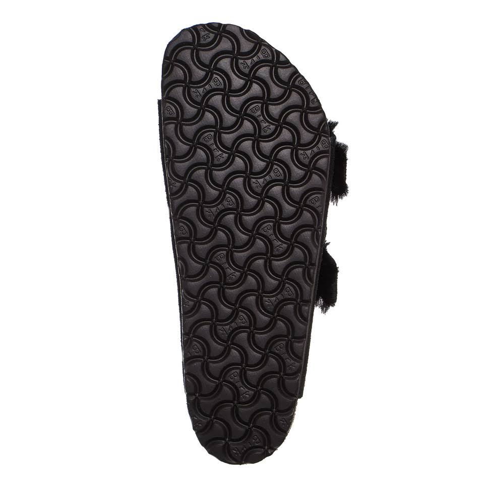 Birkenstock Arizona Shearling Double Strap Sandals - Black