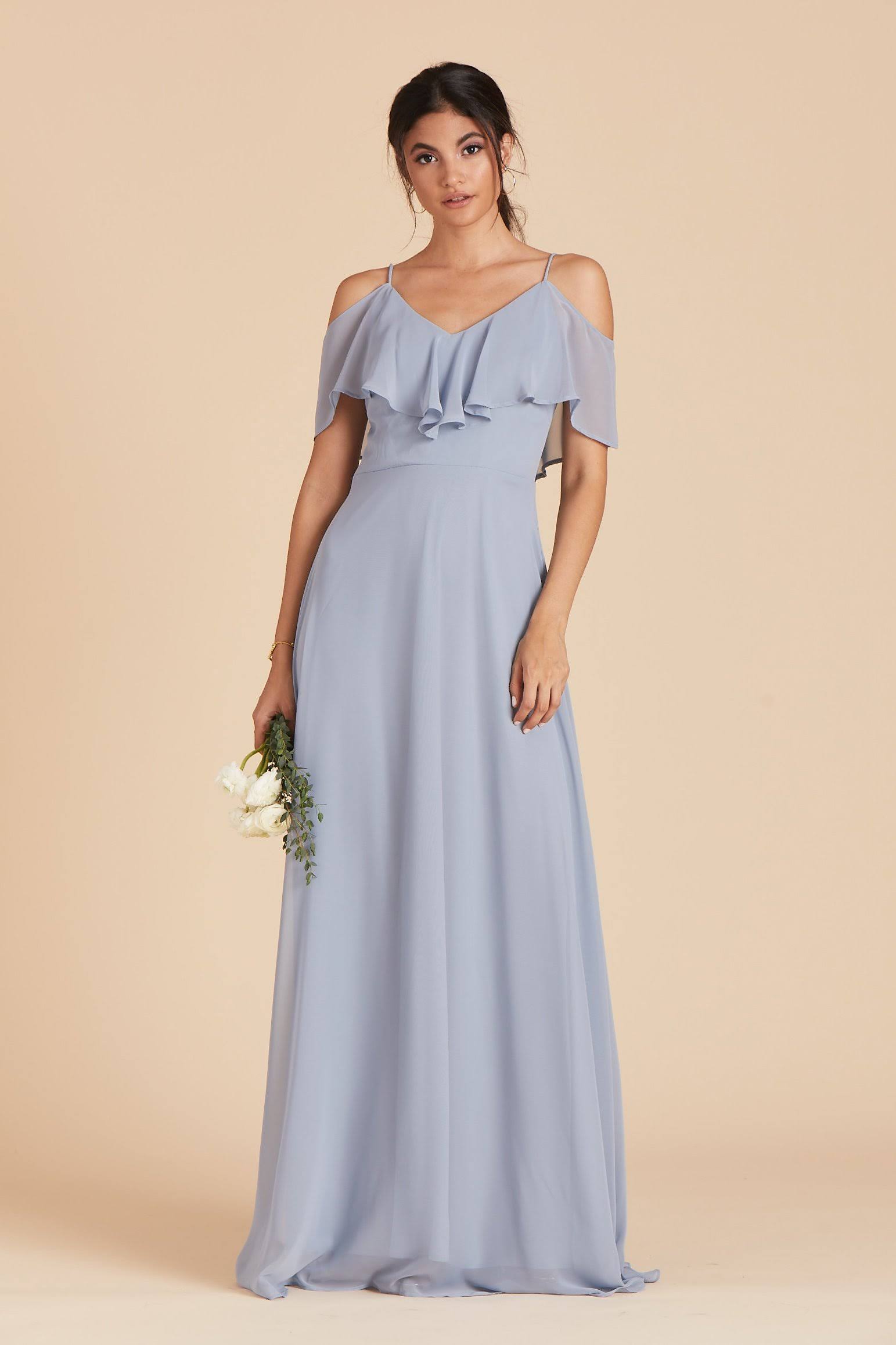 Birdy Grey Jane Convertible Chiffon Bridesmaid Dress in Dusty Blue Xs / Dusty Blue / No Slit