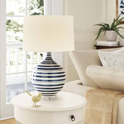 Isabella 27x22 Table Lamp Grovelane Base/Shade Color: White Navy Blue Base/White Shade