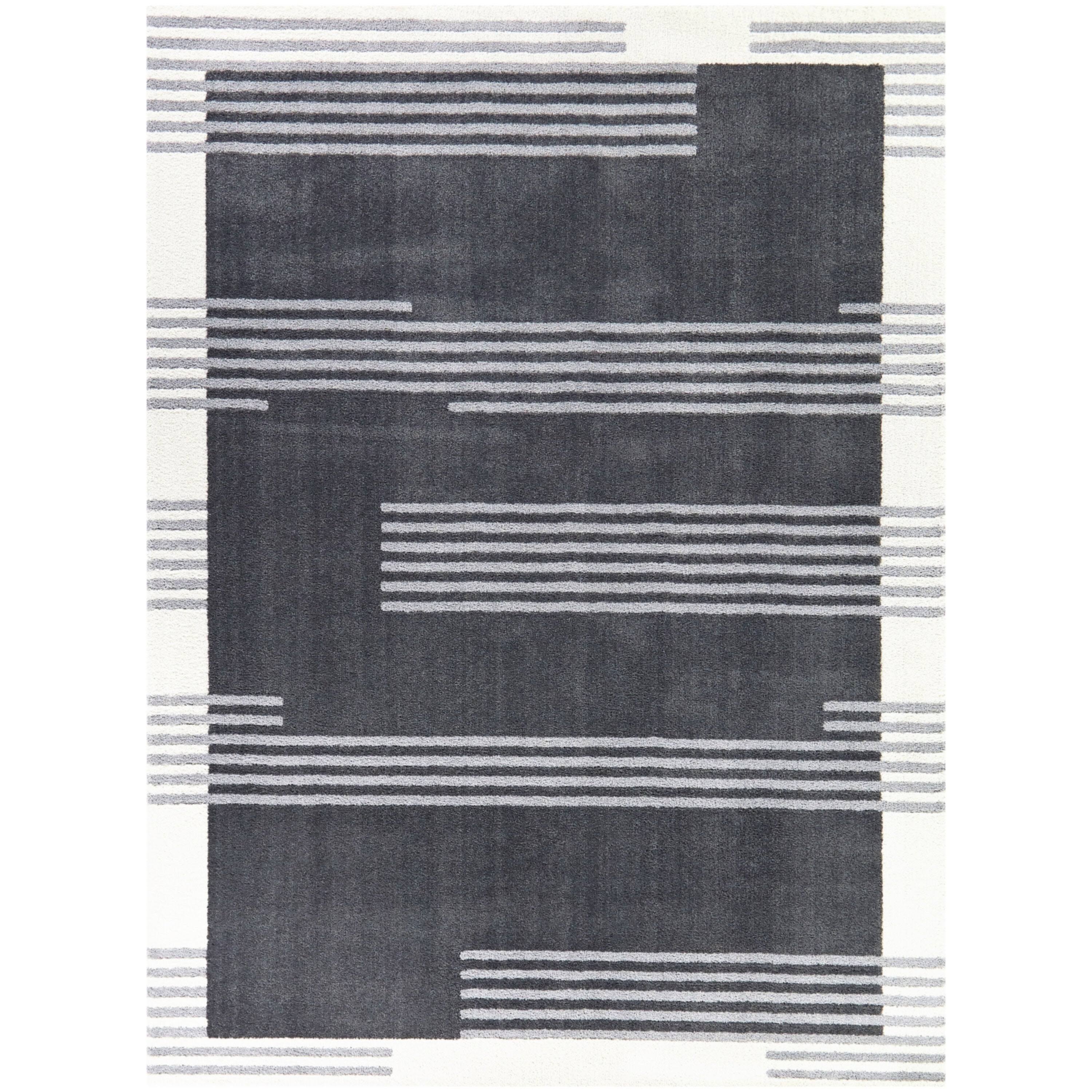 Orion Contemporary Stripes Area Rug - 5&3x22 x 7& - White